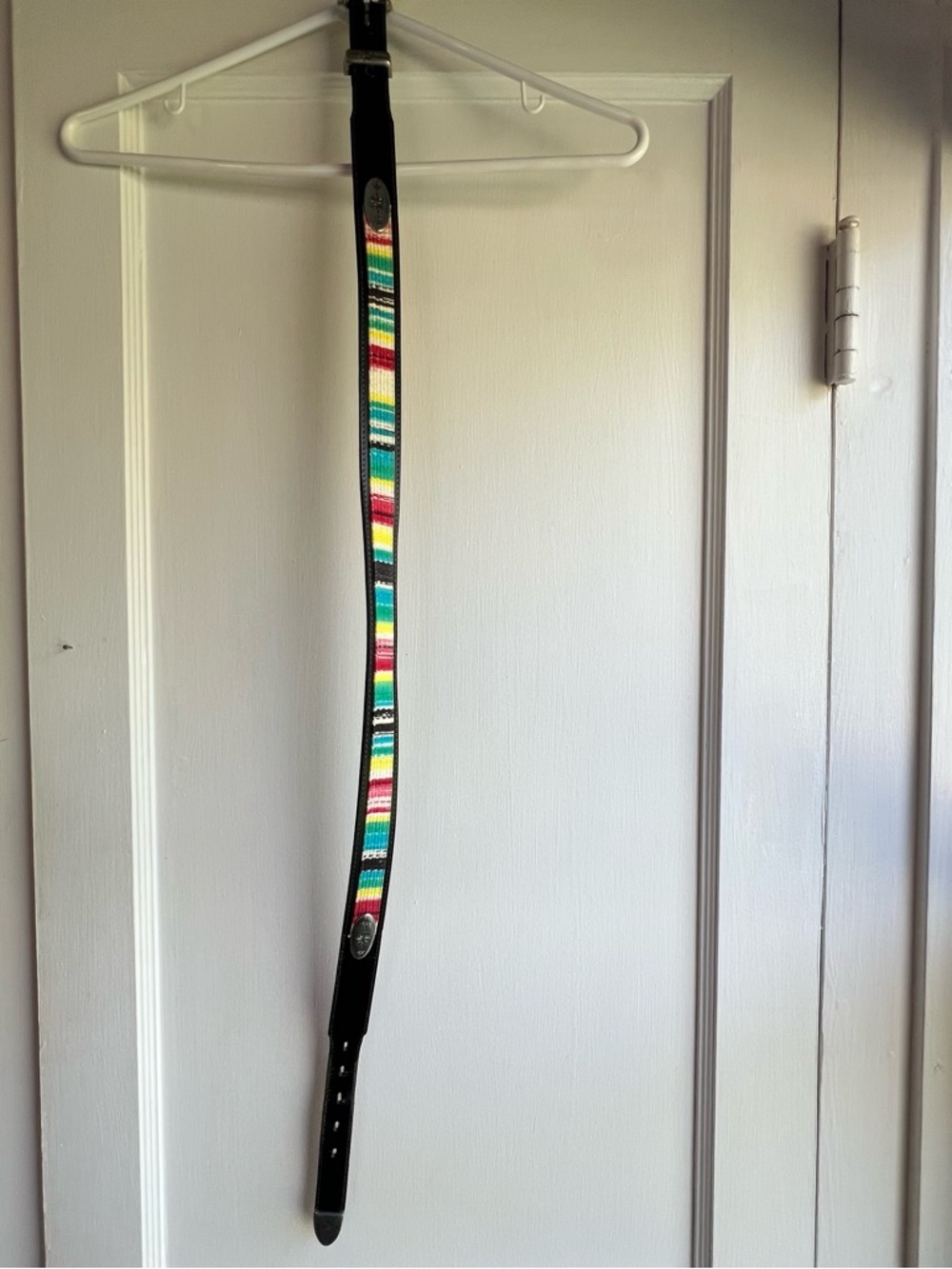 Southwest Aztec Geometric Colorful Striped Leather Belt